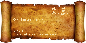 Kollman Erik névjegykártya
